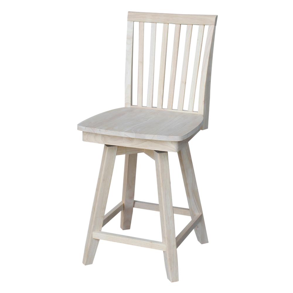 Mission Counter height Stool - With Swivel And Auto Return - 24" Seat Height , Unfinished. Picture 10