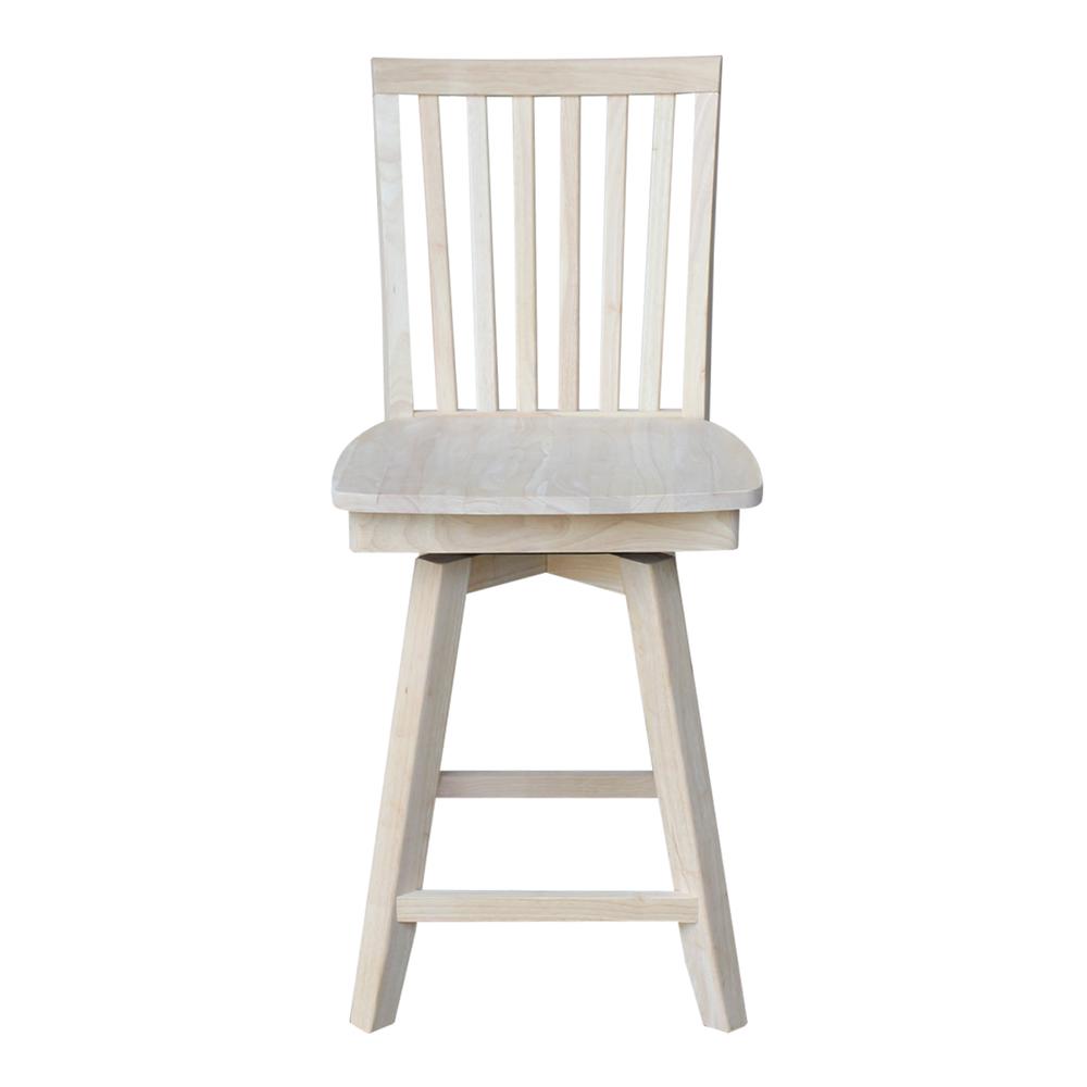 Mission Counter height Stool - With Swivel And Auto Return - 24" Seat Height , Unfinished. Picture 4
