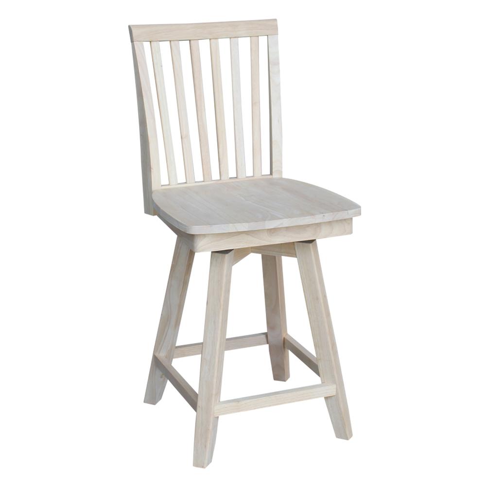 Mission Counter height Stool - With Swivel And Auto Return - 24" Seat Height , Unfinished. Picture 3