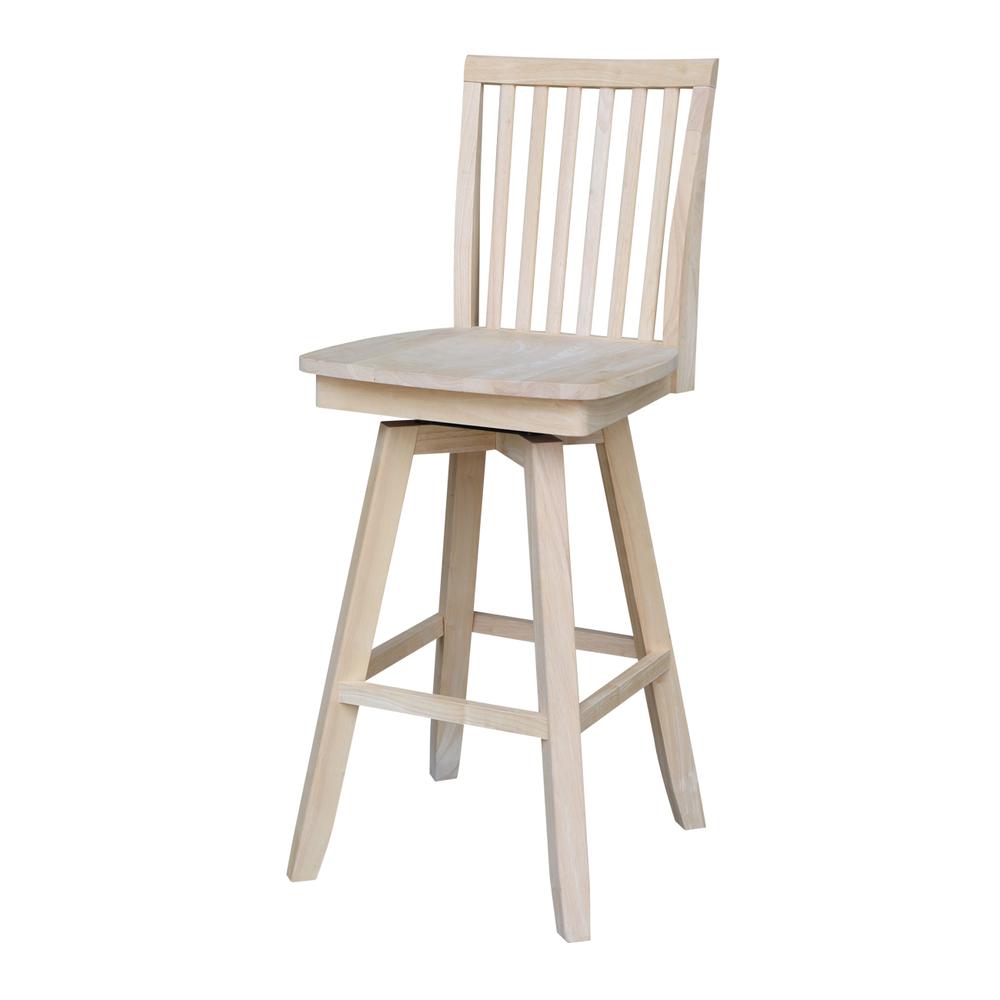Mission Bar height Stool - With Swivel And Auto Return - 30" Seat Height , Unfinished. Picture 8