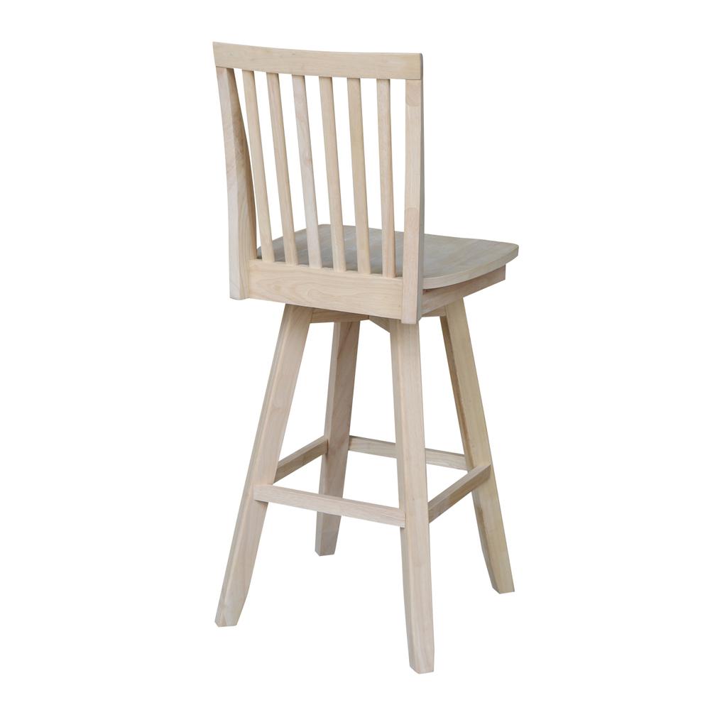 Mission Bar height Stool - With Swivel And Auto Return - 30" Seat Height , Unfinished. Picture 1