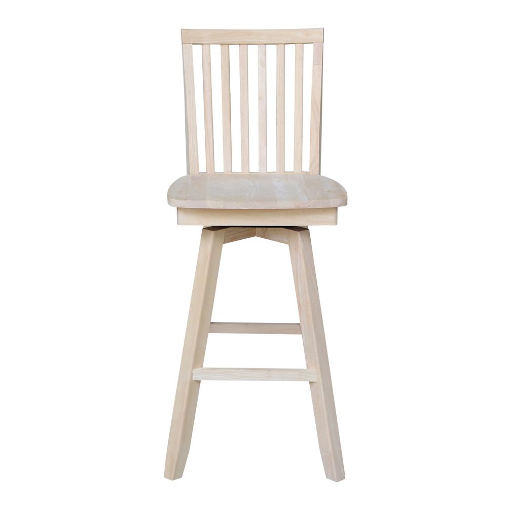 Mission Bar height Stool - With Swivel And Auto Return - 30" Seat Height , Unfinished. Picture 2