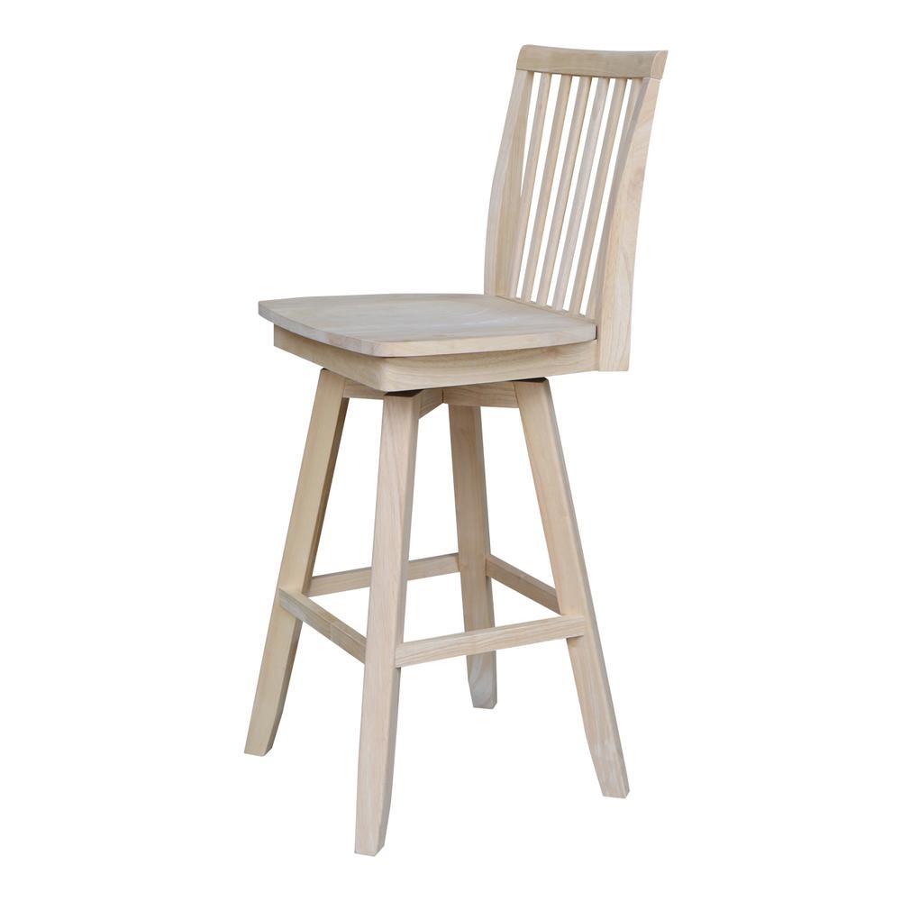 Mission Bar height Stool - With Swivel And Auto Return - 30" Seat Height , Unfinished. Picture 5