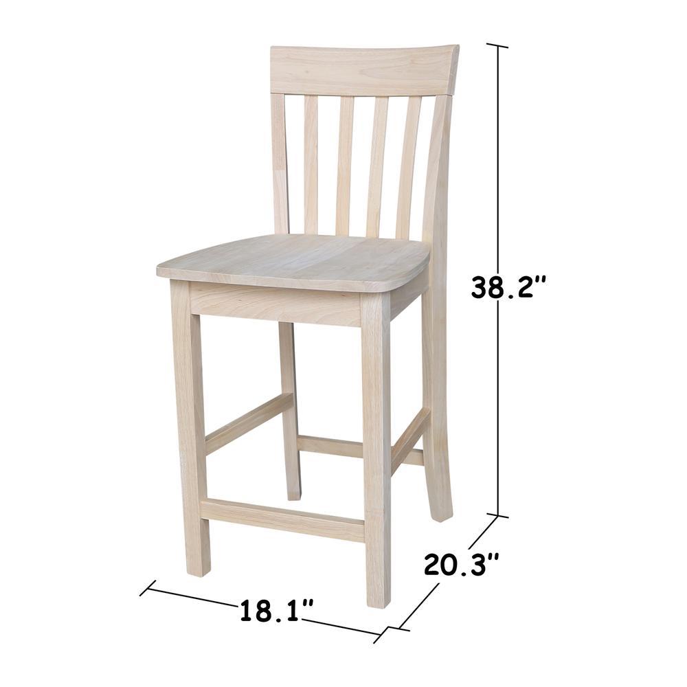 Slatback Counter height Stool - 24" Seat Height, Unfinished. Picture 3