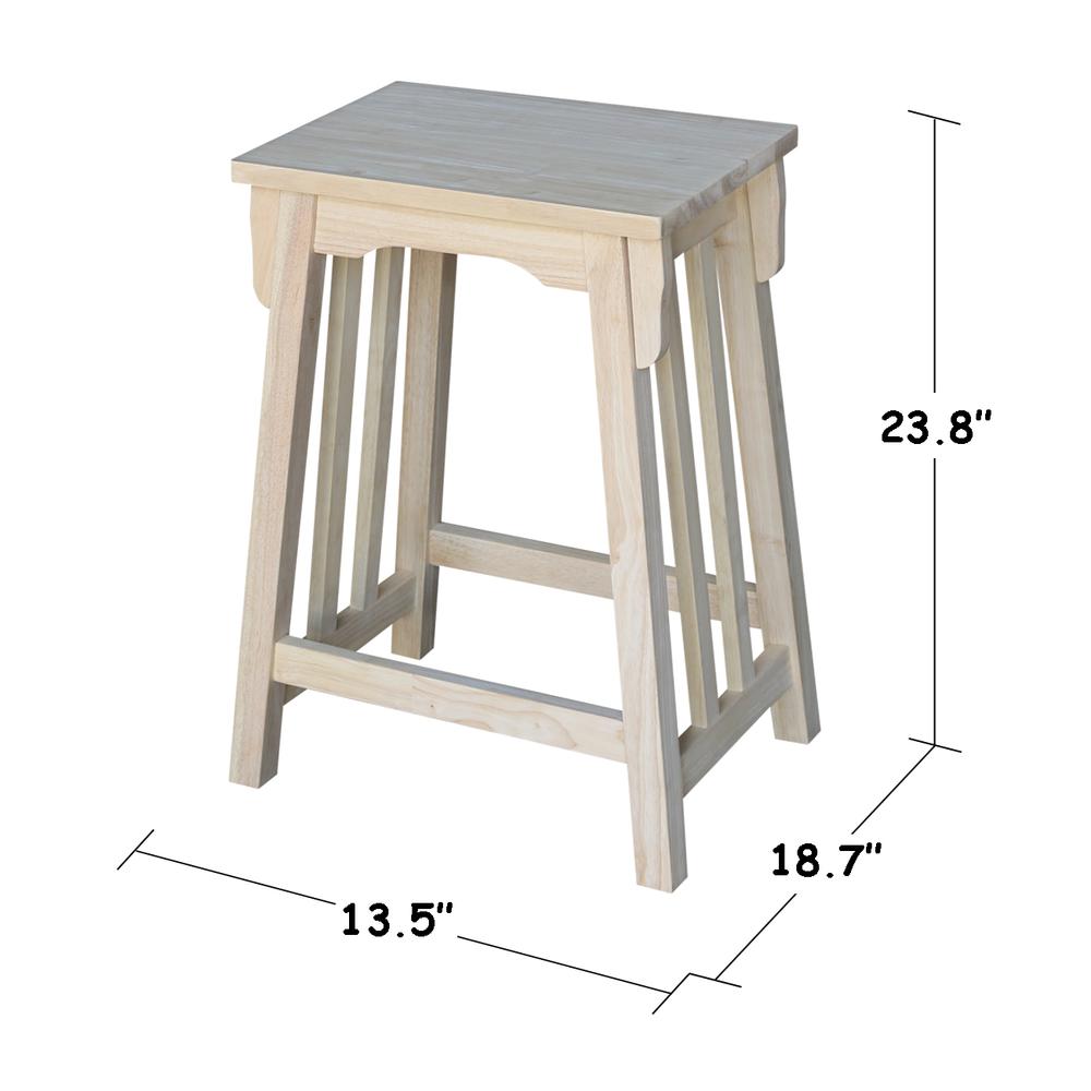 Mission Counter height Stool - 24" Seat Height , Unfinished. Picture 1