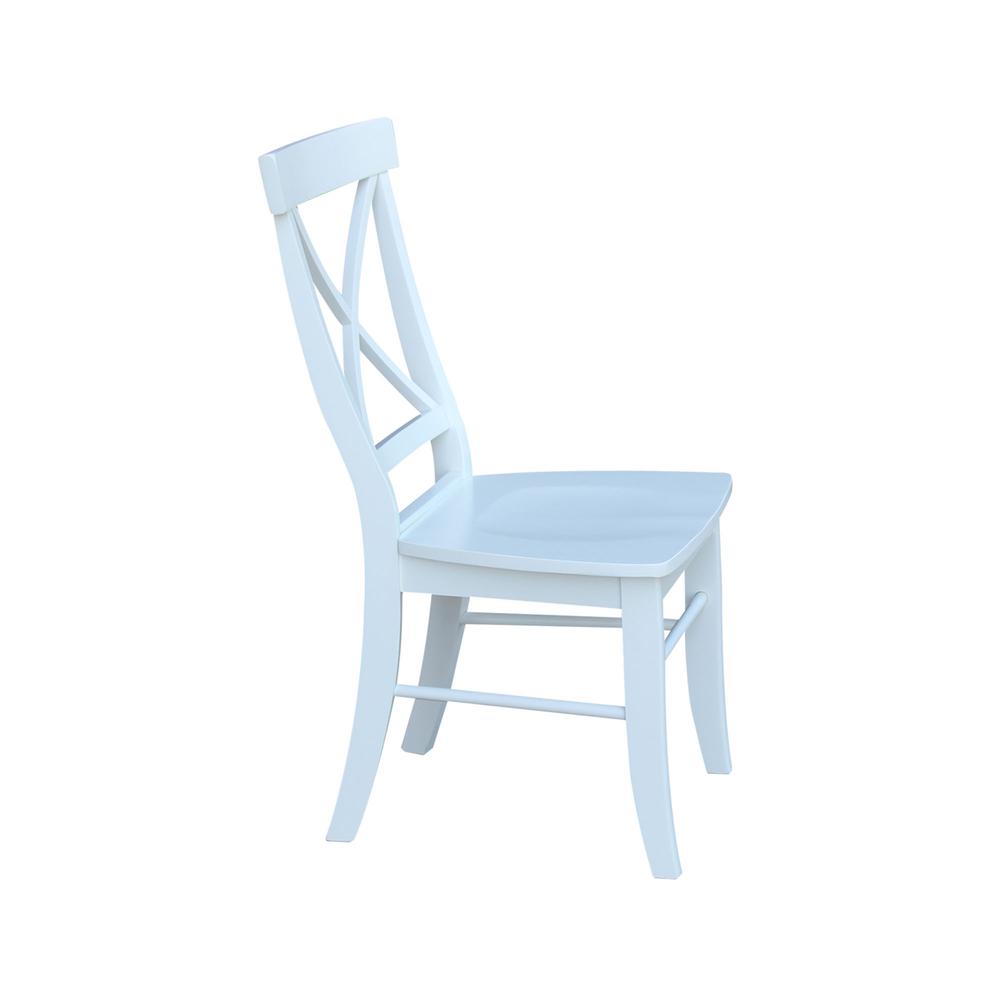 Set of Two X-Back Chairs with Solid Wood Seats , White. Picture 4