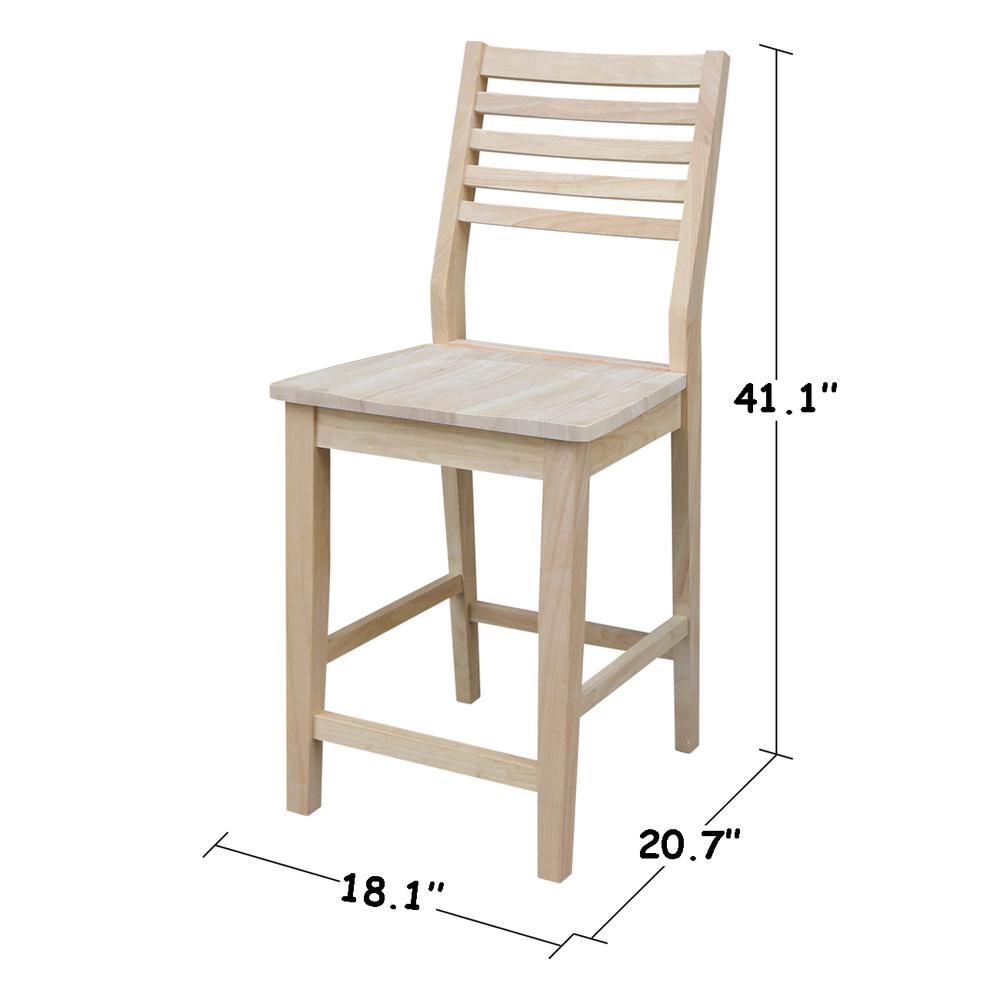 Aspen Counter height Slat Stool - 24" Seat Height, Unfinished. Picture 2