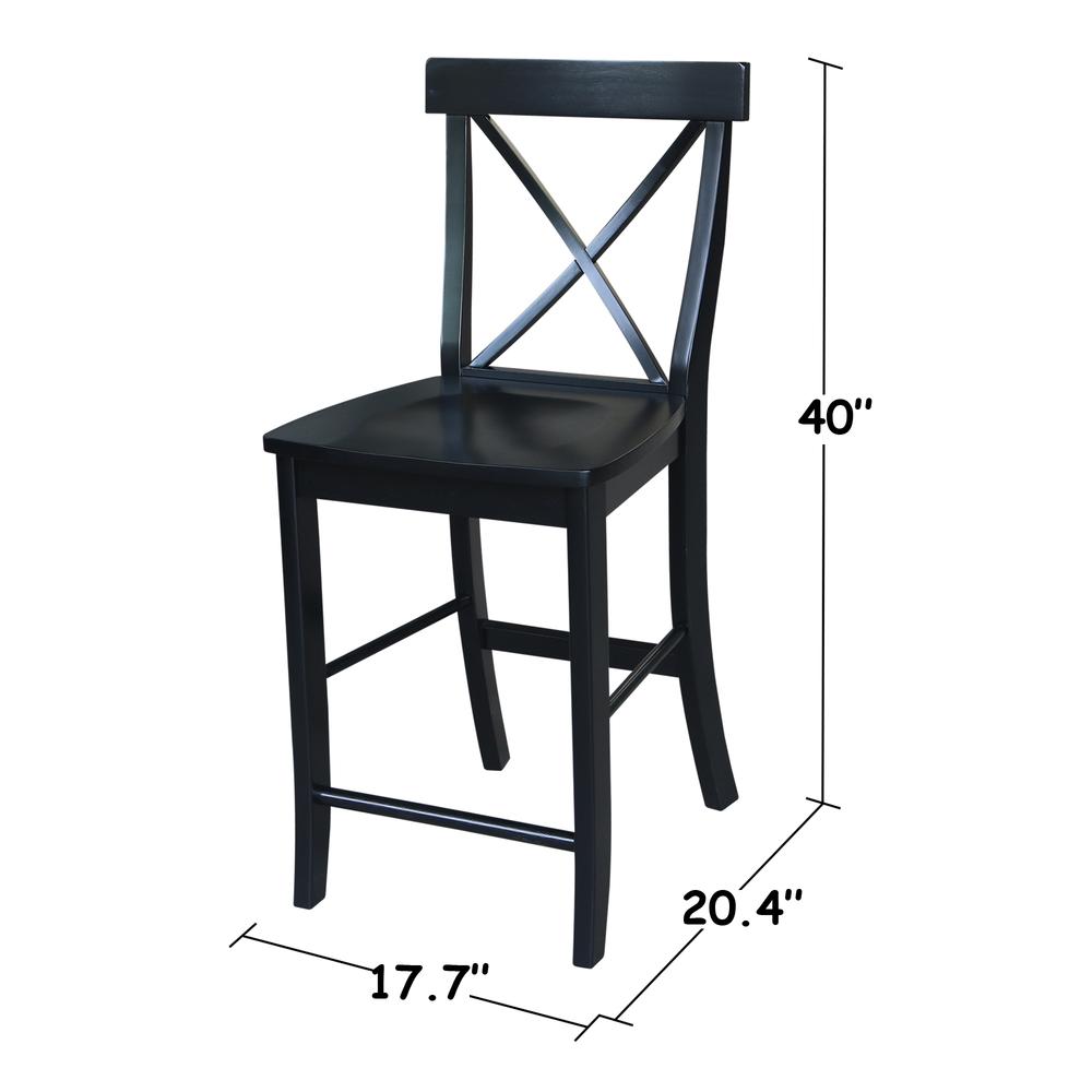 X-Back Counter height Stool - 24" Seat Height, Black. Picture 2