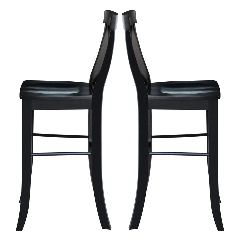 X-Back Bar height Stool - 30" Seat Height, Black. Picture 5