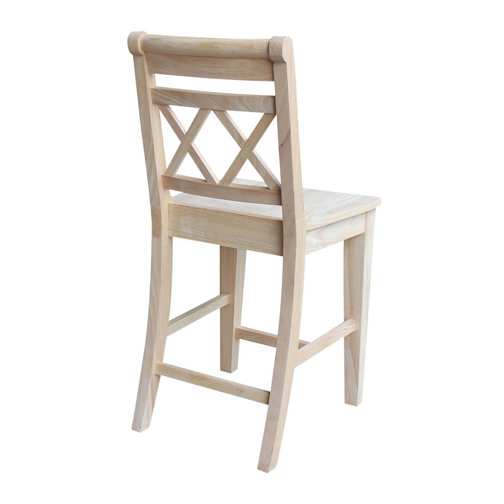 Canyon Collection Counter height Double X-Back  Stool - 24" Seat Height, Unfinished. Picture 2