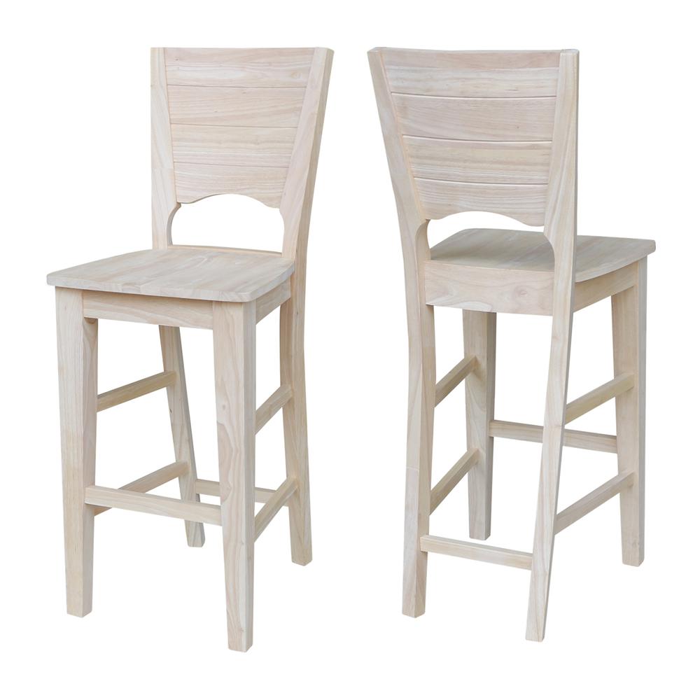 Canyon Collection Solid Back Bar height Stool - 30" Seat Height, Unfinished. Picture 2