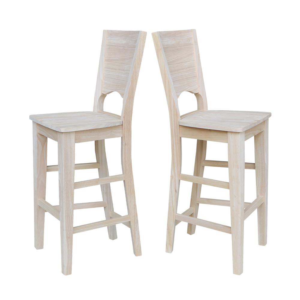 Canyon Collection Solid Back Bar height Stool - 30" Seat Height, Unfinished. Picture 6