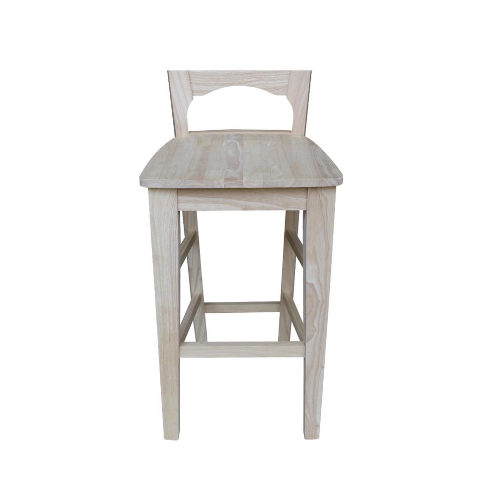Canyon Collection Solid Back Bar height Stool - 30" Seat Height, Unfinished. Picture 11