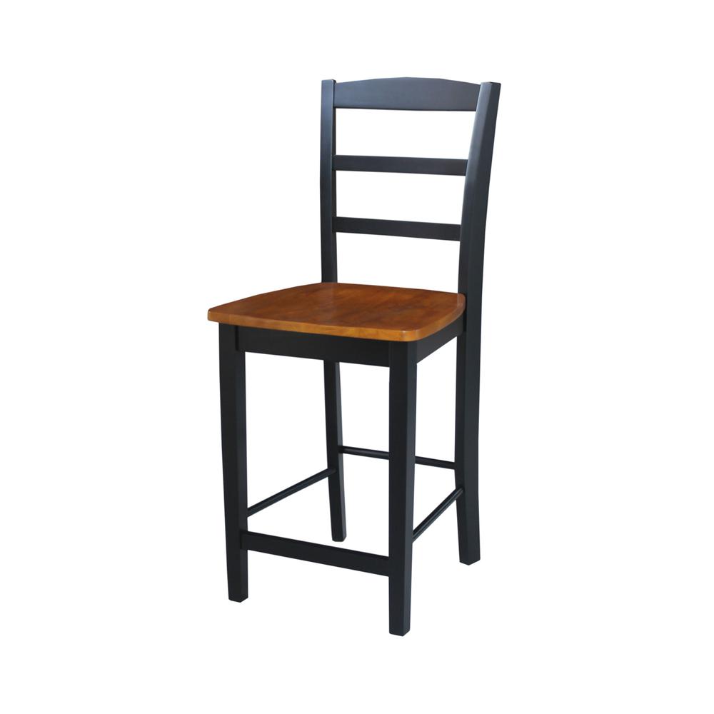 Madrid Counter height Stool - 24" Seat Height, Black/Cherry. Picture 1