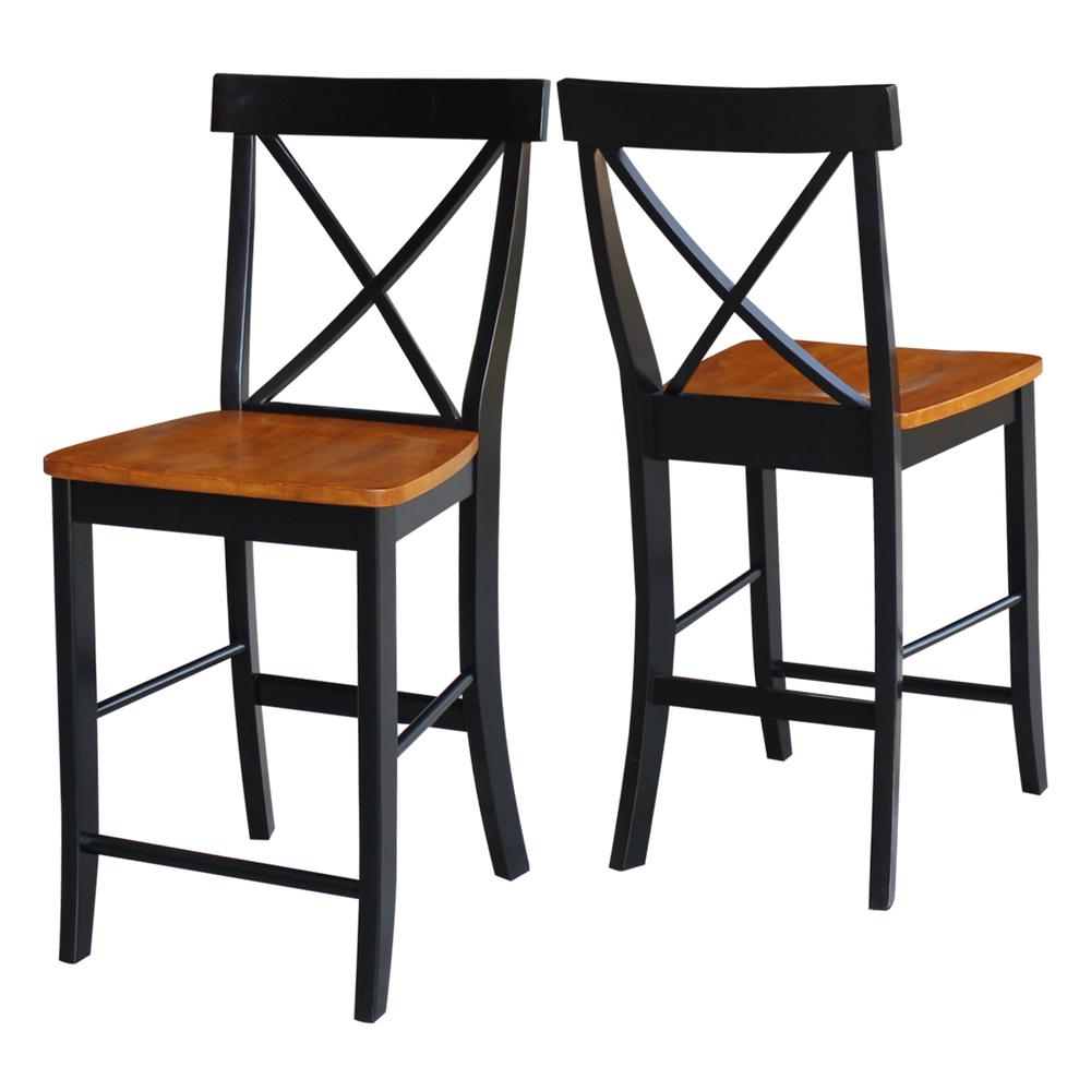 X-Back Counter height Stool - 24" Seat Height, Black/Cherry. Picture 1