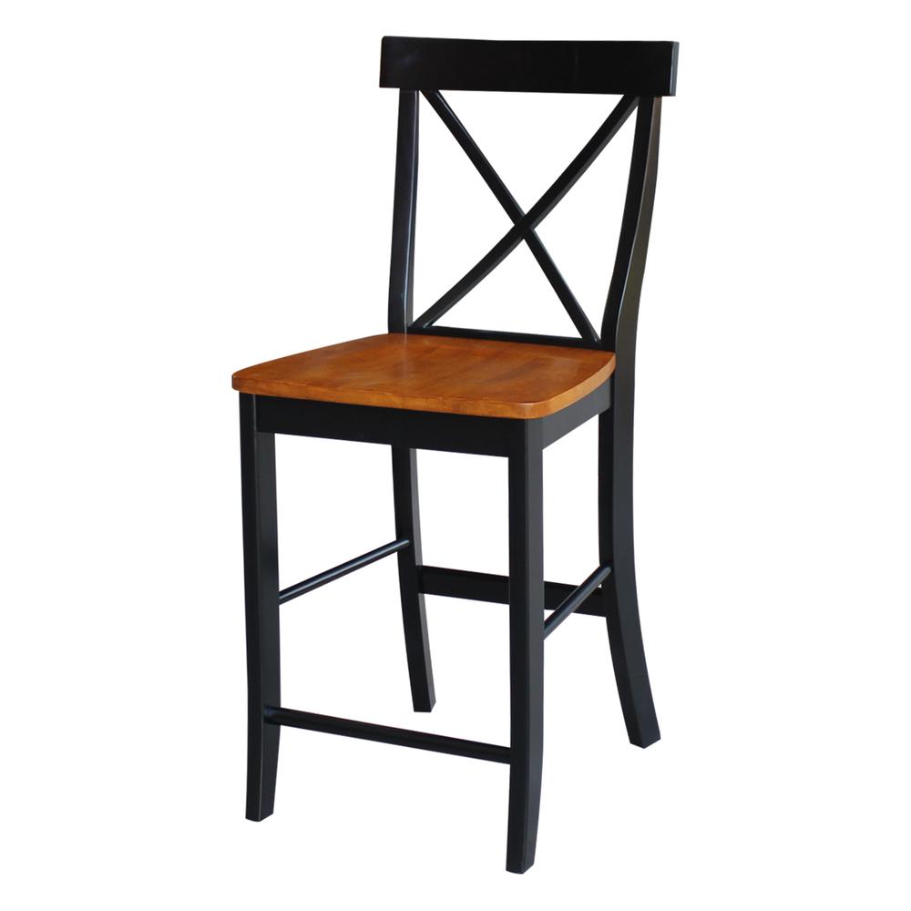 X-Back Counter height Stool - 24" Seat Height, Black/Cherry. Picture 2