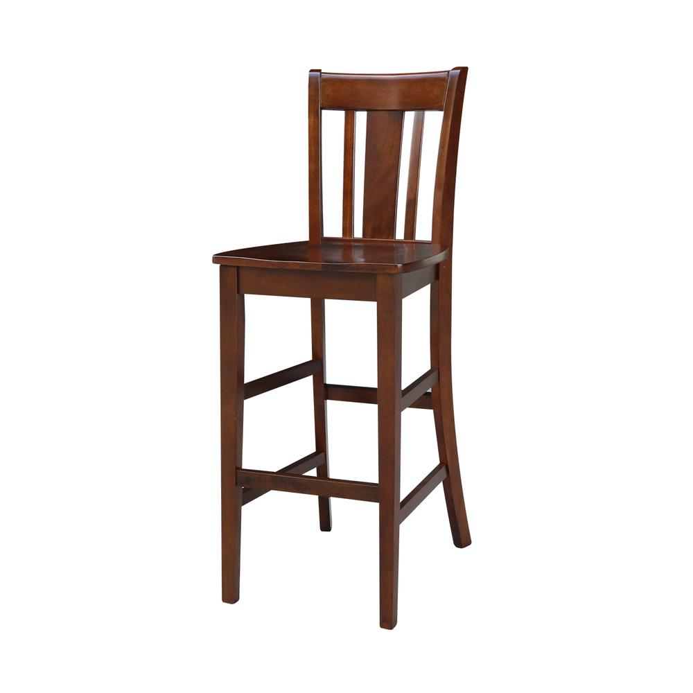 San Remo Bar height Stool - 30" Seat Height, Espresso. Picture 8