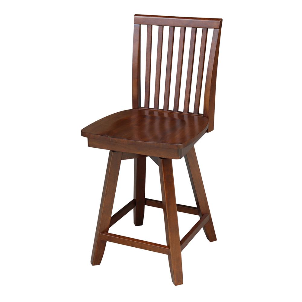 Mission Counter height Stool - With Swivel And Auto Return - 24" Seat Height , Unfinished. Picture 9