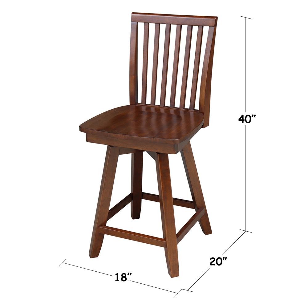 Mission Counter height Stool - With Swivel And Auto Return - 24" Seat Height , Unfinished. Picture 2