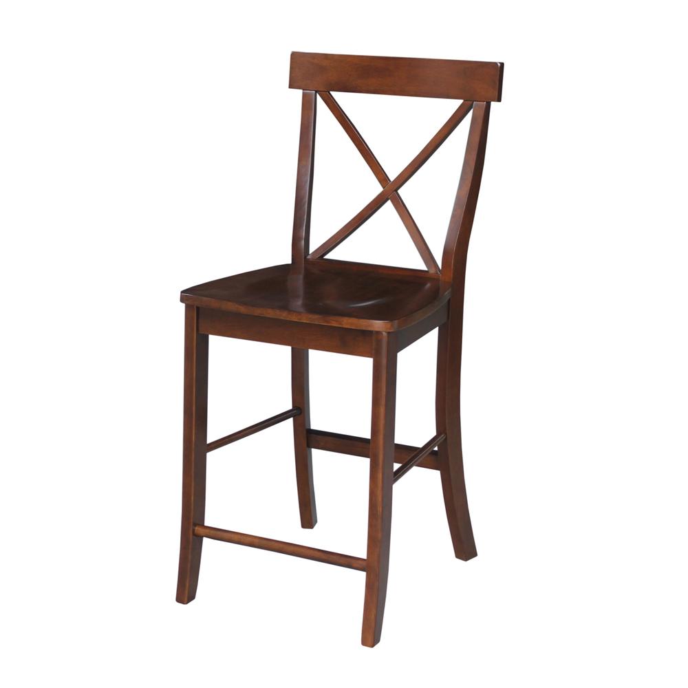 X-Back Counter height Stool - 24" Seat Height, Espresso. Picture 2