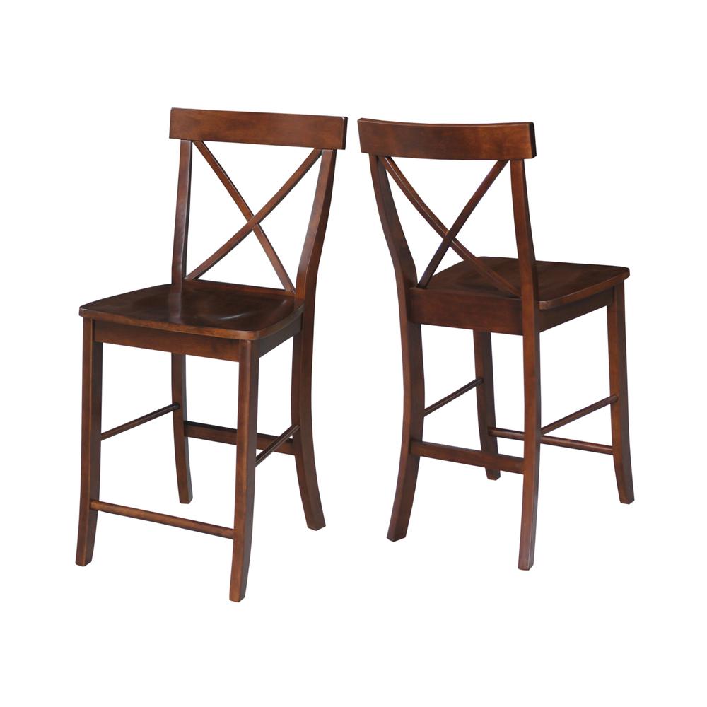 X-Back Counter height Stool - 24" Seat Height, Espresso. The main picture.