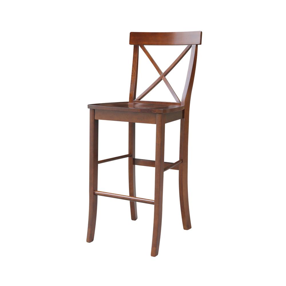 X-Back Bar height Stool - 30" Seat Height, Espresso. Picture 8