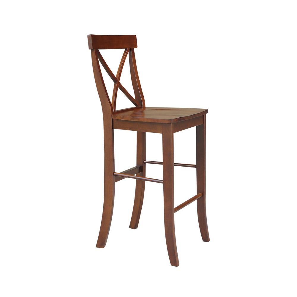 X-Back Bar height Stool - 30" Seat Height, Espresso. Picture 5