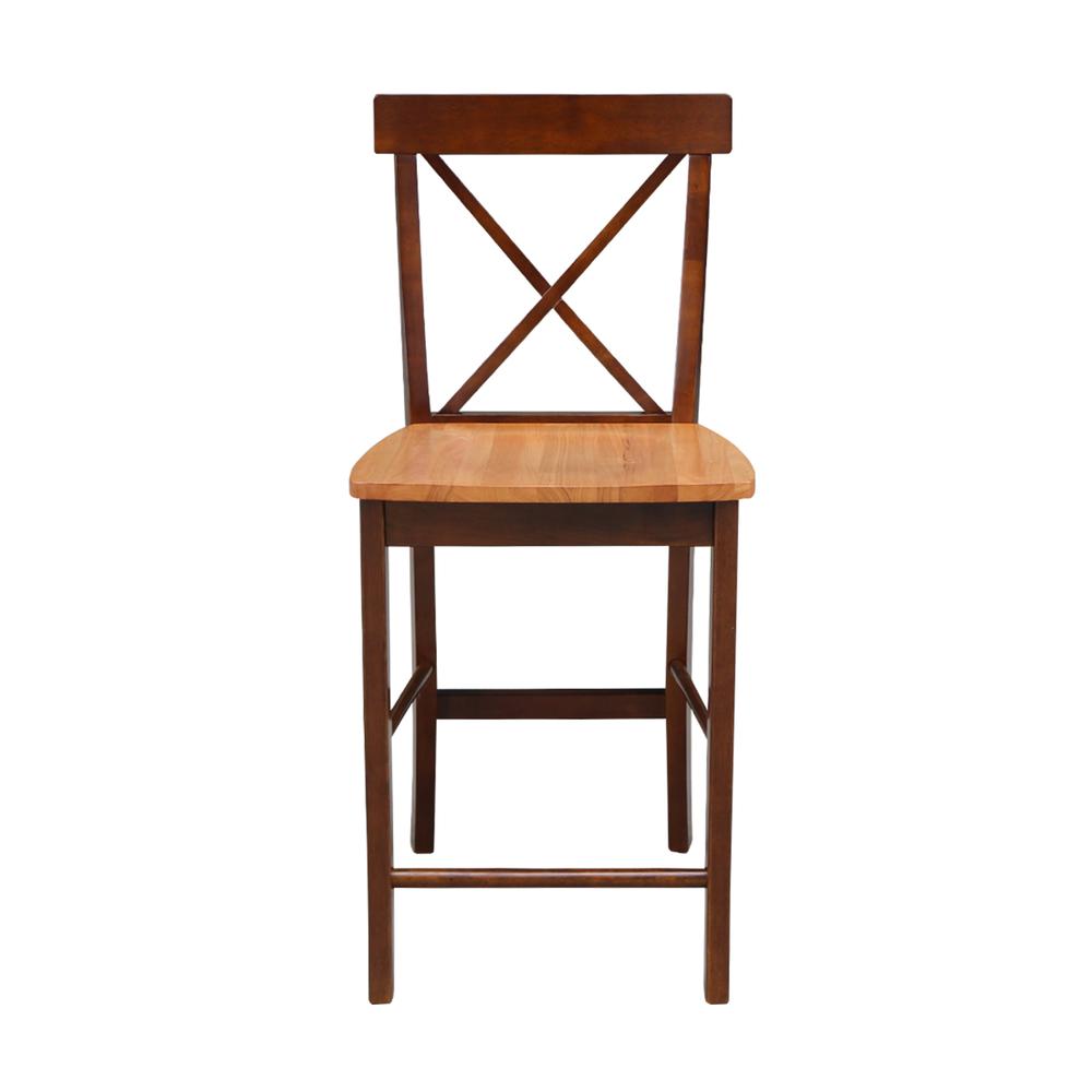 X-Back Counter height Stool - 24" Seat Height, Cinnamon/Espresso. Picture 4