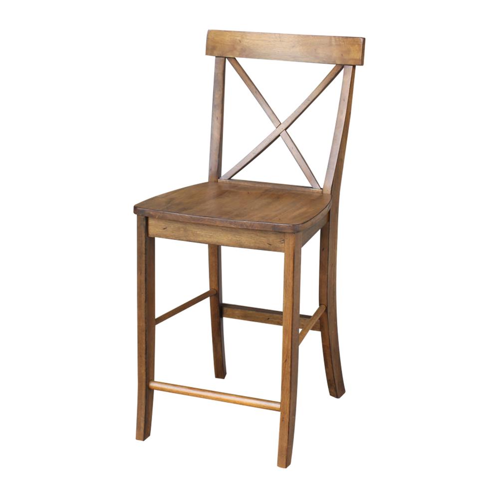 X-Back Counter height Stool - 24" Seat Height, Pecan. Picture 8