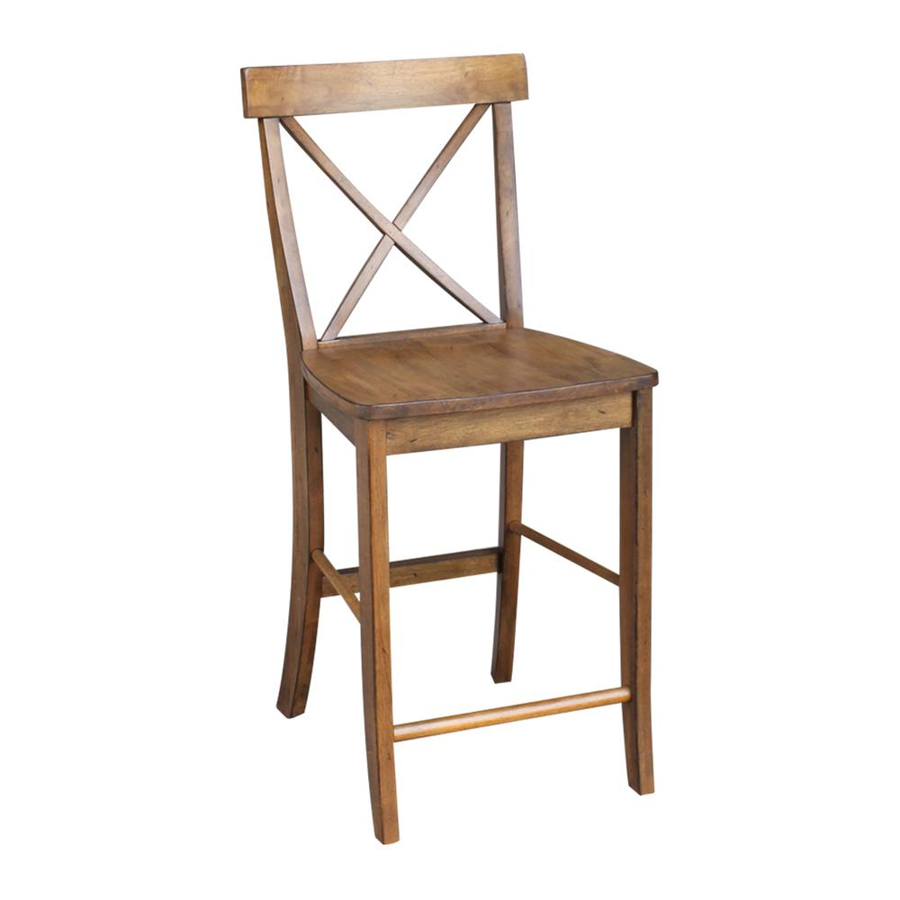 X-Back Counter height Stool - 24" Seat Height, Pecan. The main picture.