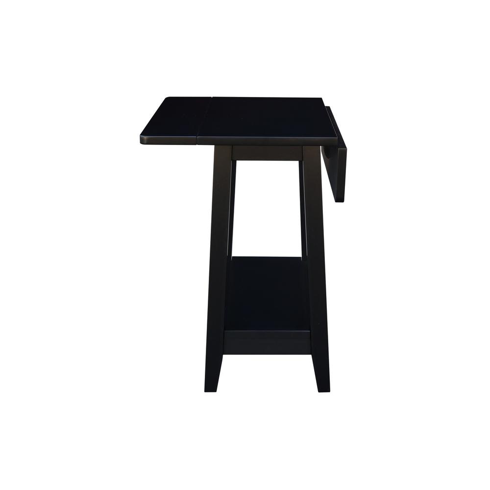 Solid Wood Square Drop Leaf Side Table in Black. Picture 5