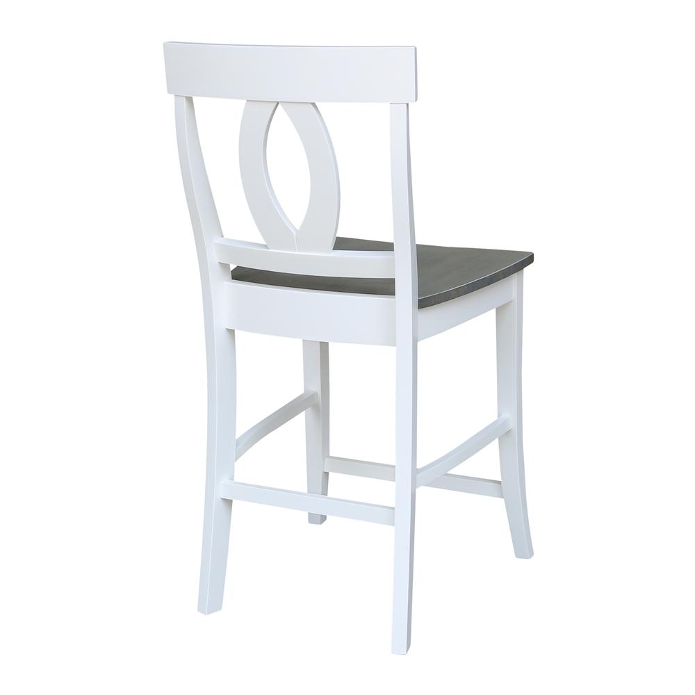 Verona Counter height Stool - 24" Seat Height, White/Heather gray. Picture 9