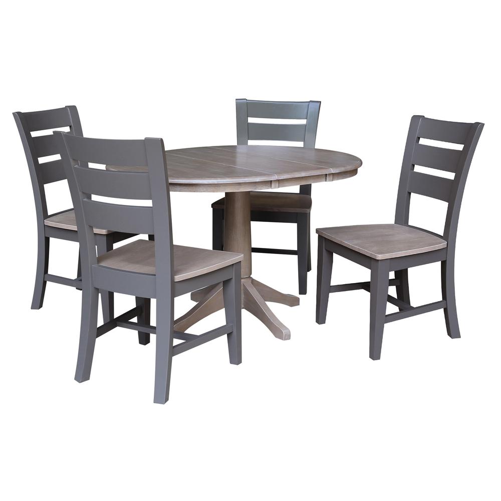 36" Round Extension Dining Table with 4 Chairs 727506562343. Picture 2