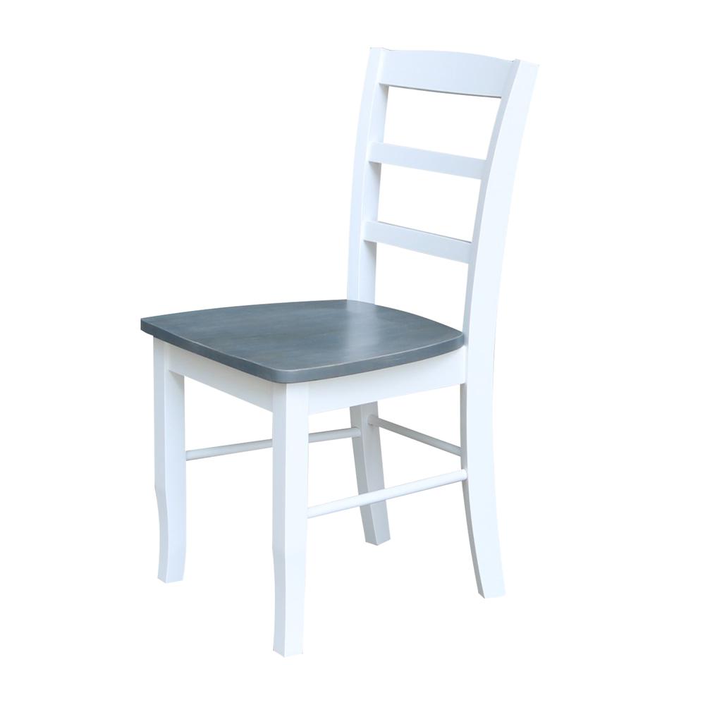 Madrid Ladderback Chairs - Set of 2, White/Heather Gray. Picture 6