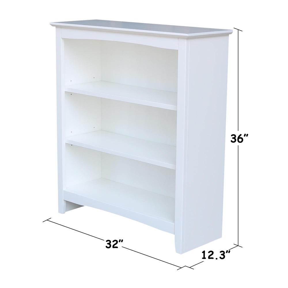 Shaker Bookcase - 36"H, White, White. Picture 2