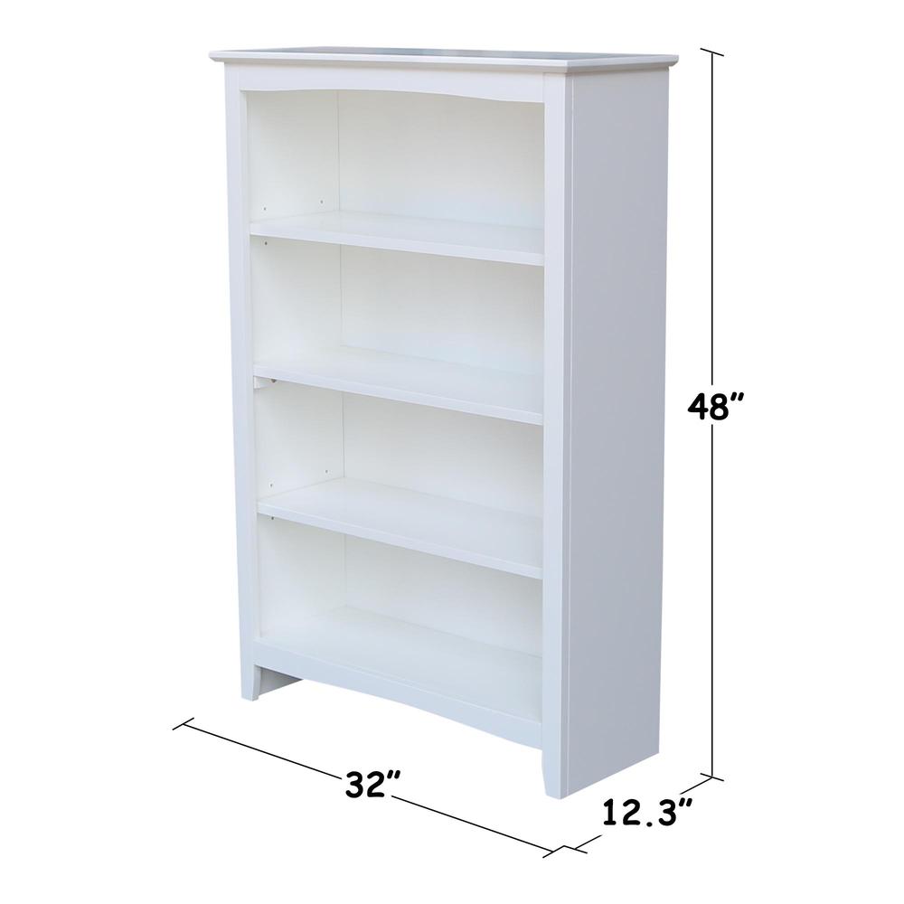 Shaker Bookcase - 48"H, White, White. Picture 2