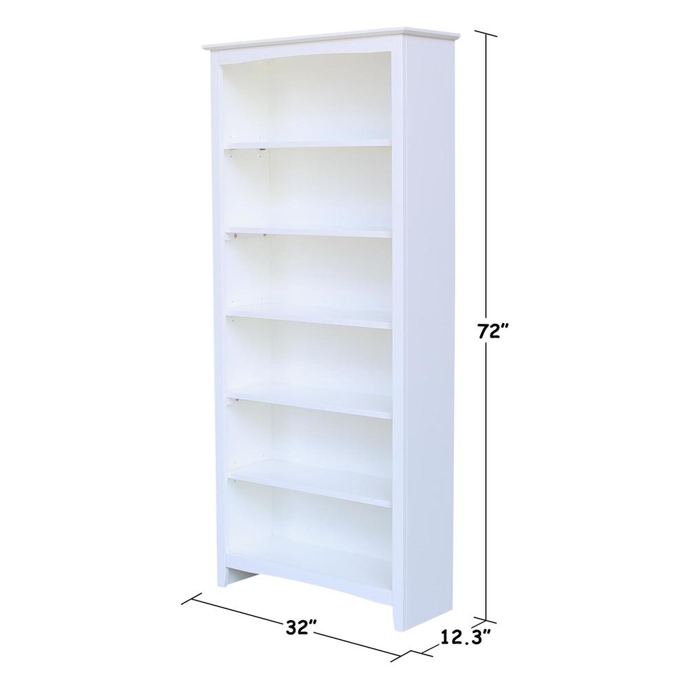 Shaker Bookcase - 72"H, White, White. Picture 2