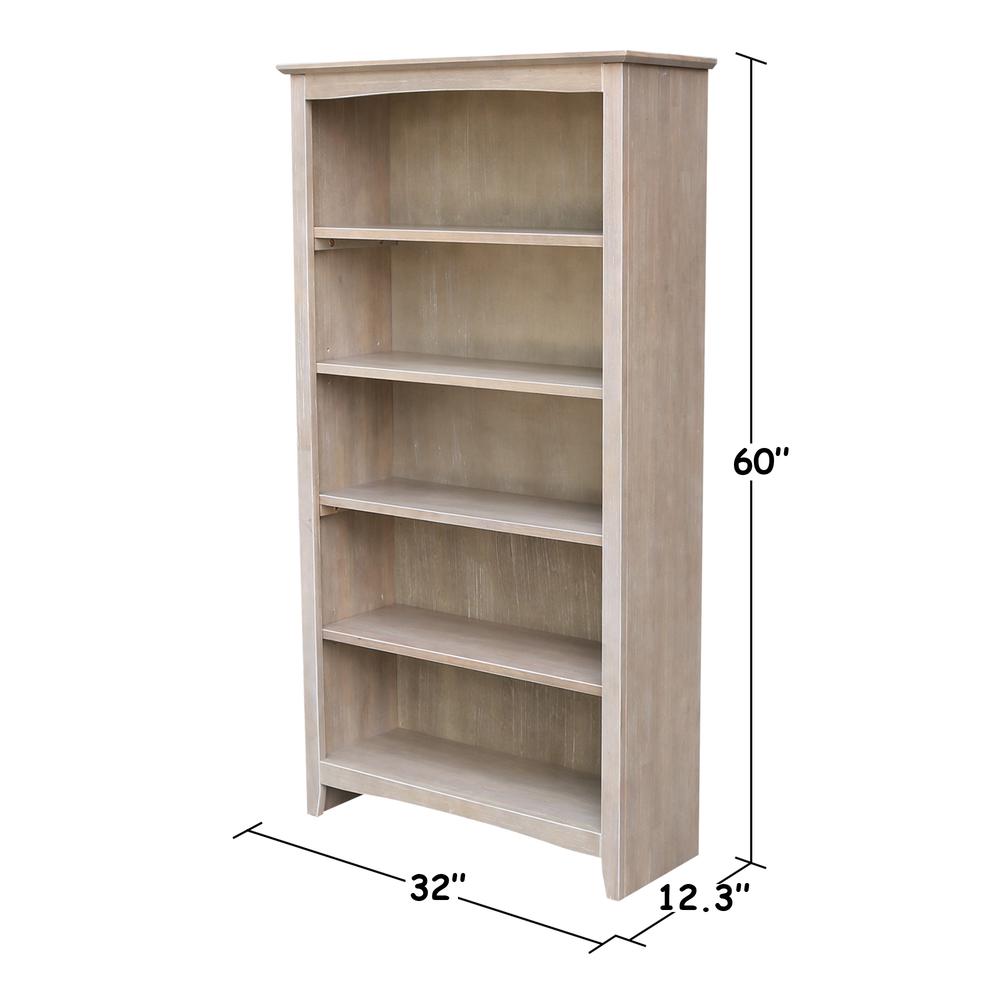 Shaker Bookcase - 60"H, Washed Gray Taupe. Picture 2