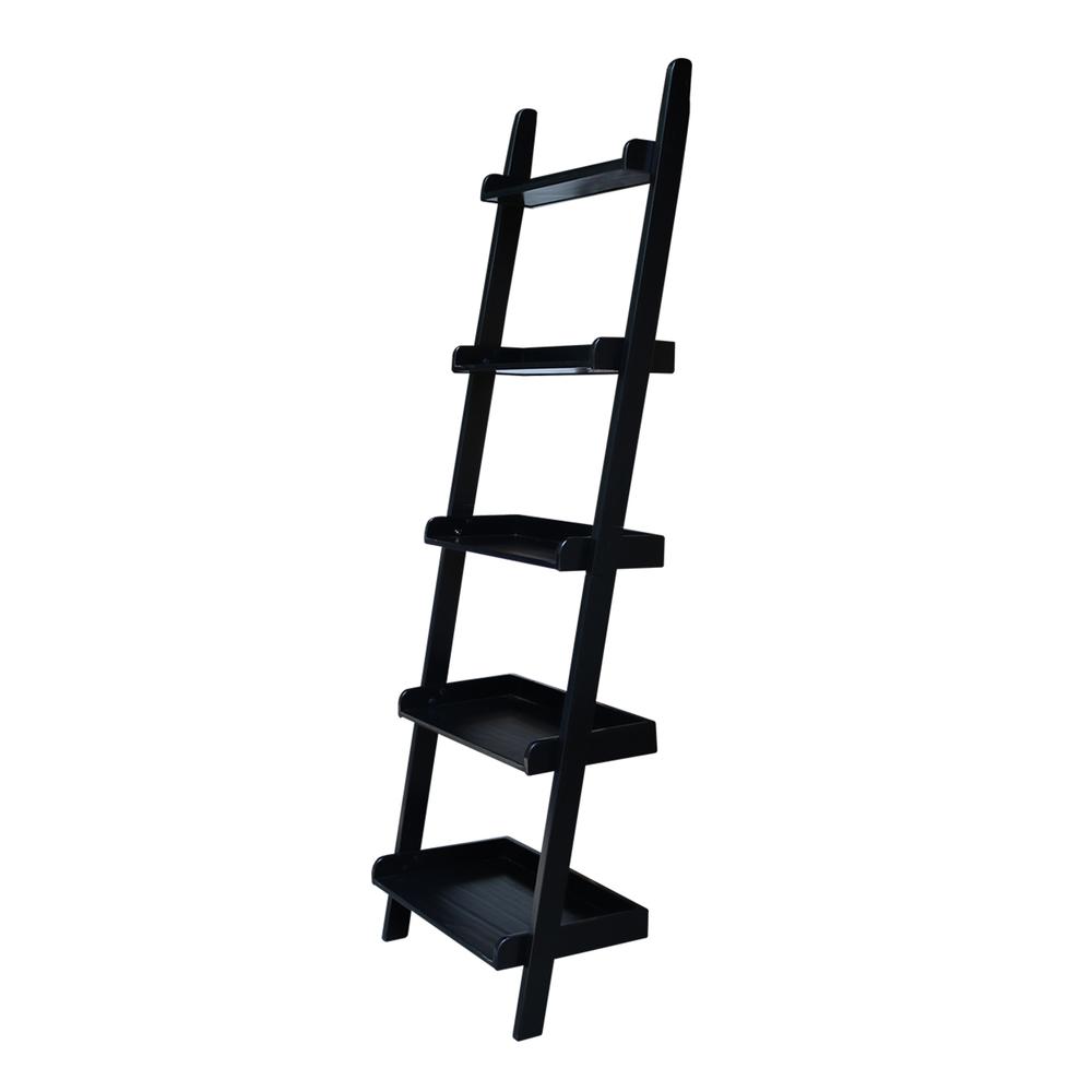Lean To Shelf Unit, With 5 Shelves, Black. Picture 8