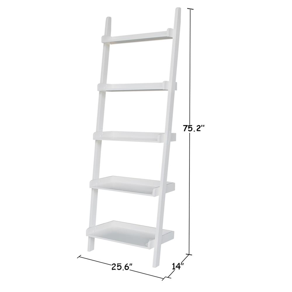Lean To Shelf Unit With 5 Shelves, Linen white. Picture 3