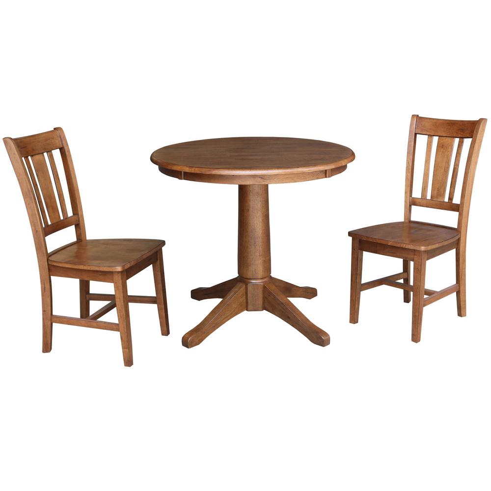 30" Round Top Pedestal Table with 2 San Remo Chairs - 3 Piece Set. Picture 1