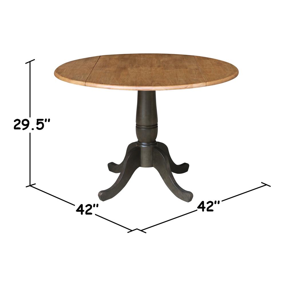 42 in. Round Dual Drop Leaf Dining Table - Hickory/Washed Coal. Picture 9