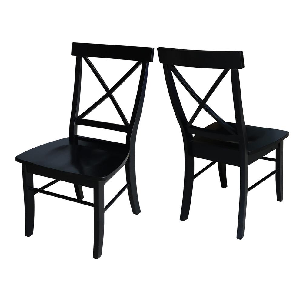 Set of Two X-Back Chairs  with Solid Wood Seats , Black. Picture 5