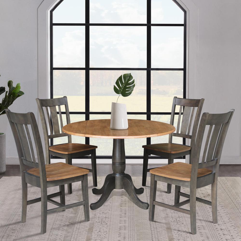 42 in. Round Dual Drop Leaf Dining Table with 4 Splatback Chairs. Picture 2