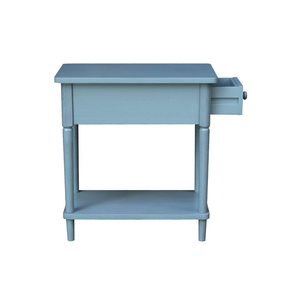 Solid Wood Narrow Side Table in Antique Rubbed Ocean Blue. Picture 5