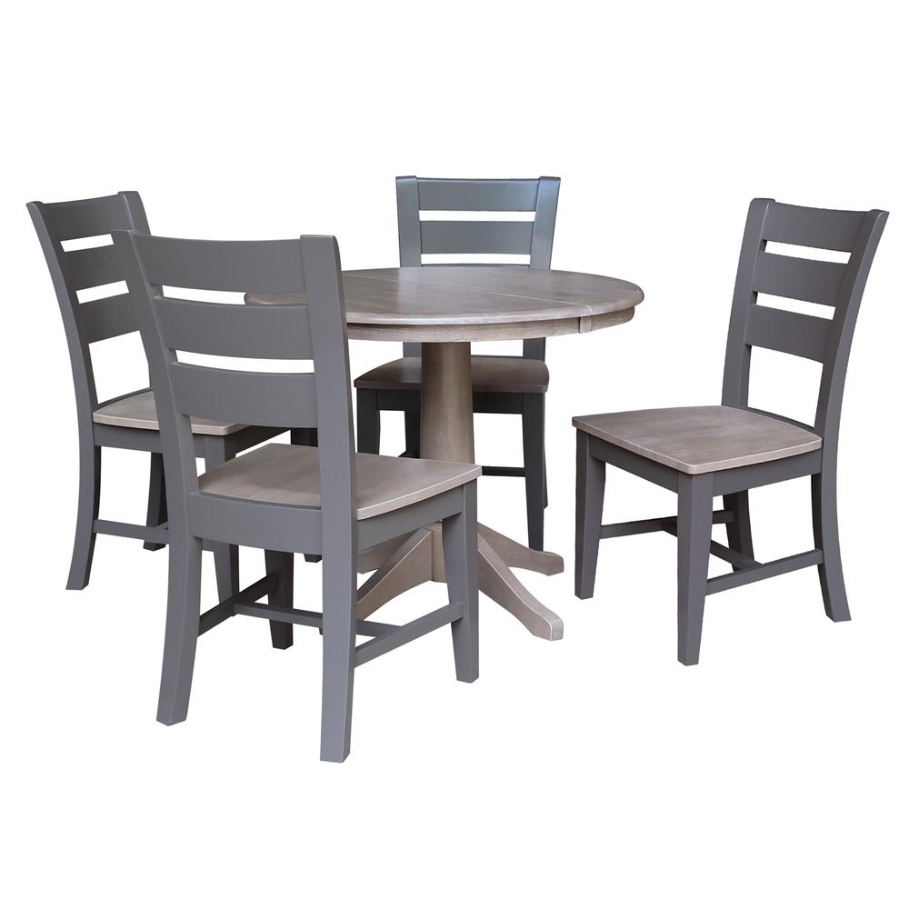 36" Round Extension Dining Table with 4 Chairs 727506562343. Picture 1