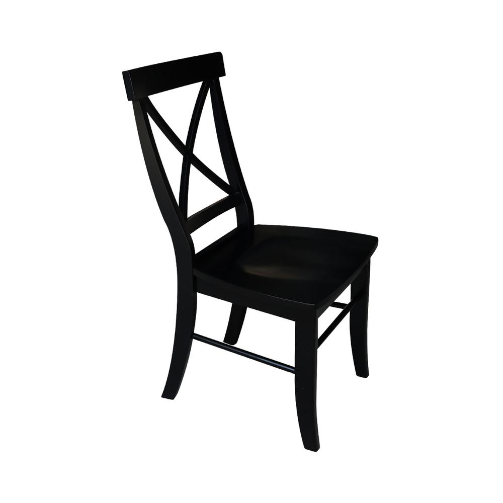 Set of Two X-Back Chairs  with Solid Wood Seats , Black. Picture 7