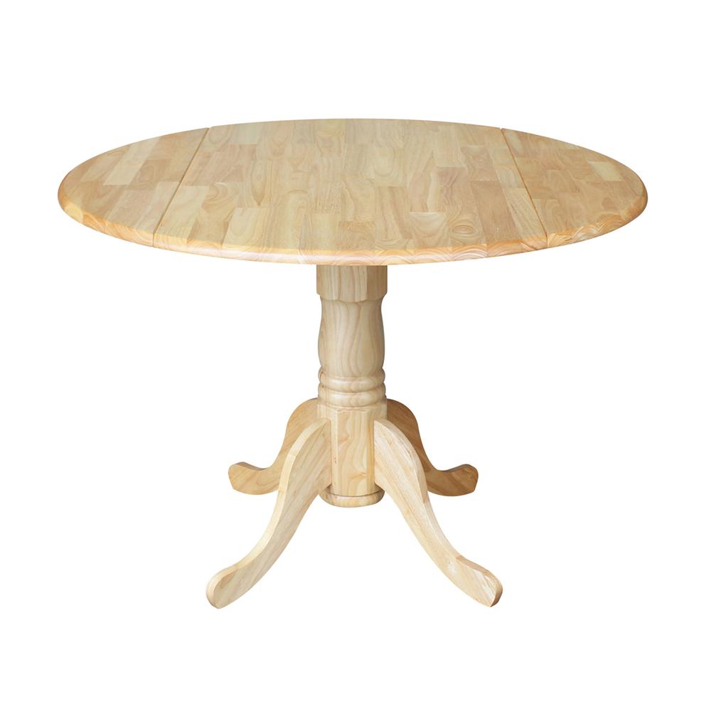42" Round Dual Drop Leaf Pedestal Table, Natural. Picture 11