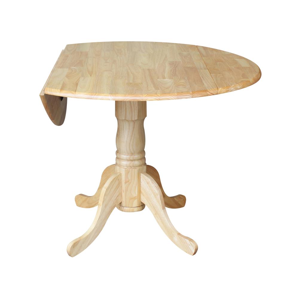 42" Round Dual Drop Leaf Pedestal Table, Natural. Picture 3