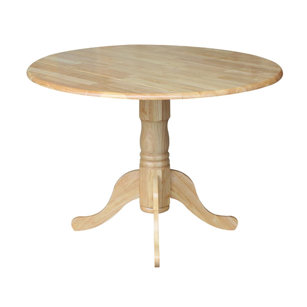 42" Round Dual Drop Leaf Pedestal Table, Natural. Picture 6
